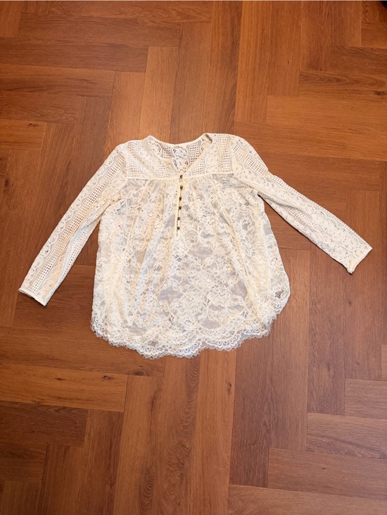Floreat Tops - Floreat Anthropologie Ivory Lace Long Sleeve Boho Blouse Size 10